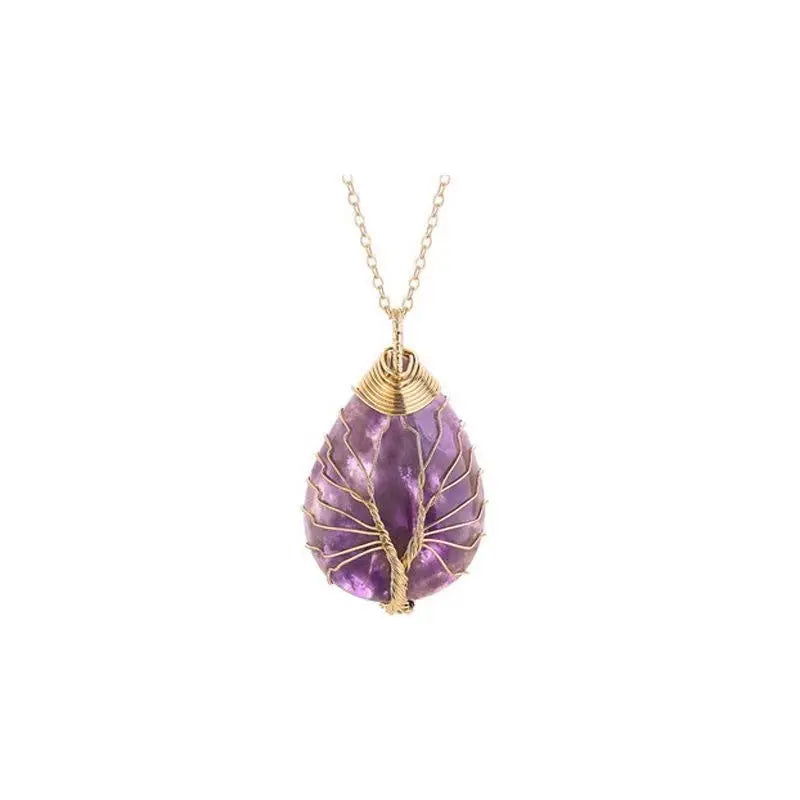 Amethyst Tree of Life Necklace — Spiritual Healing & Inner Peace Pendant HanTang Style