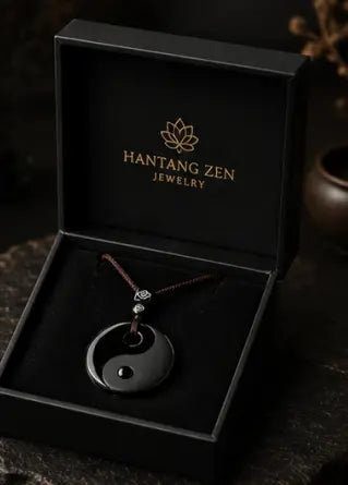 Yin Yang Obsidian Pendant — Ancient Eastern Symbol of Balance & Protection HanTang Style