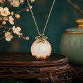 Court Blossom Jade-Inspired Pendant Necklace