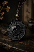 Bagua Yin Yang Obsidian Pendant — Ancient Taoist Protection Amulet HanTang Style