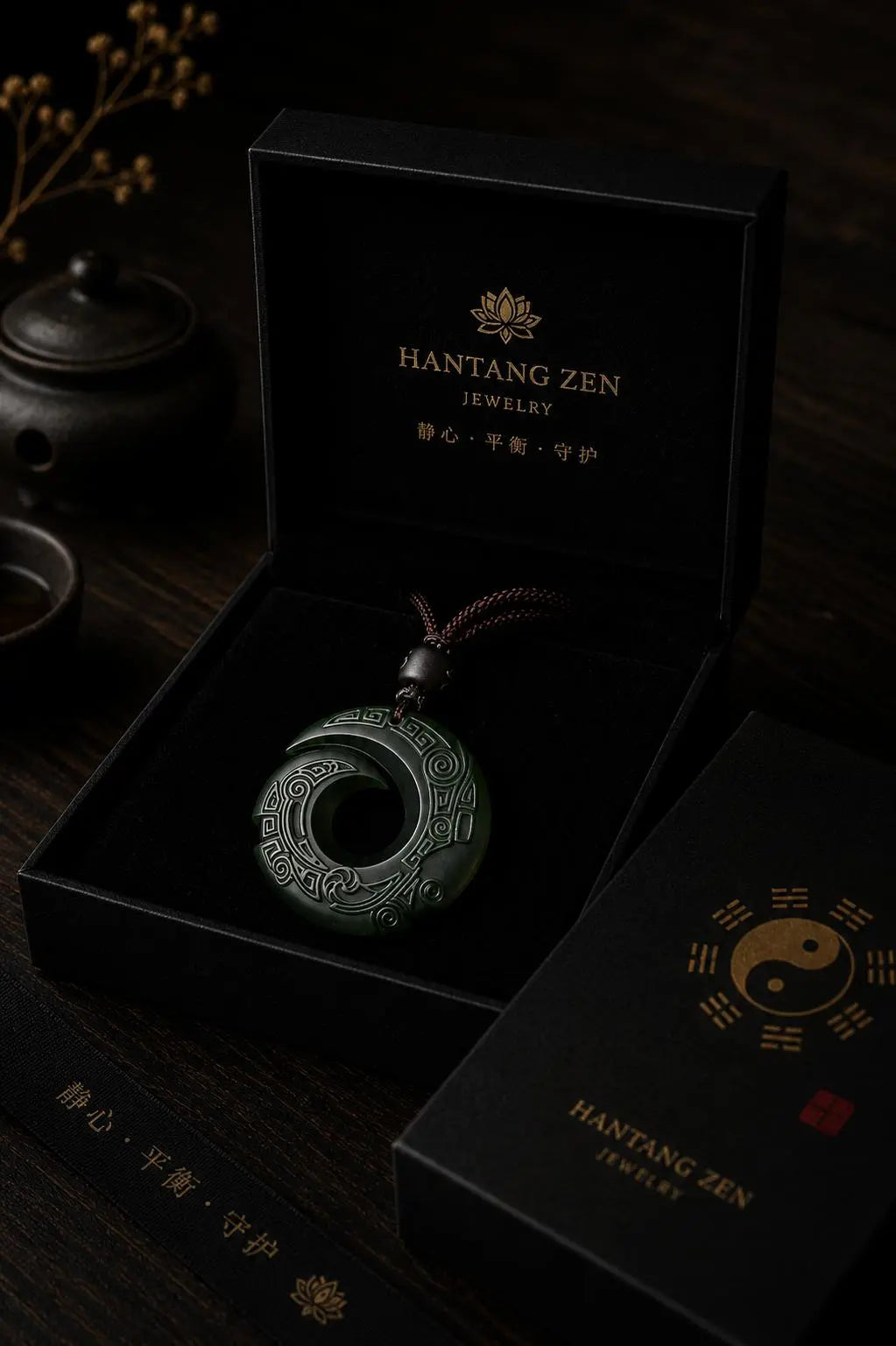 Handmade Eastern Jade Pendant Necklace – Spiritual Protection Amulet HanTang Style