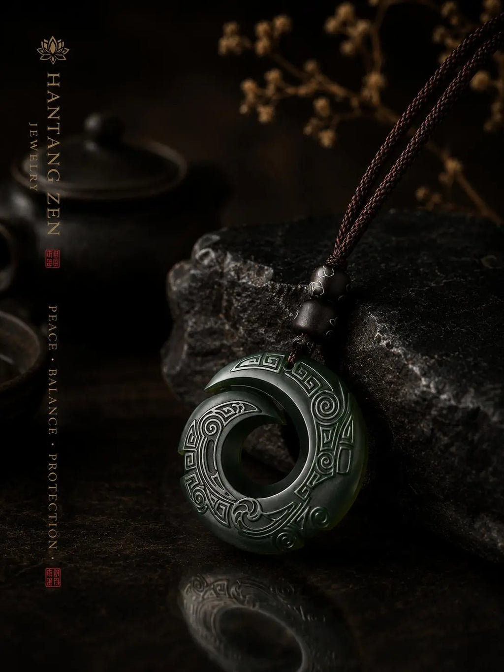 Handmade Eastern Jade Pendant Necklace – Spiritual Protection Amulet HanTang Style