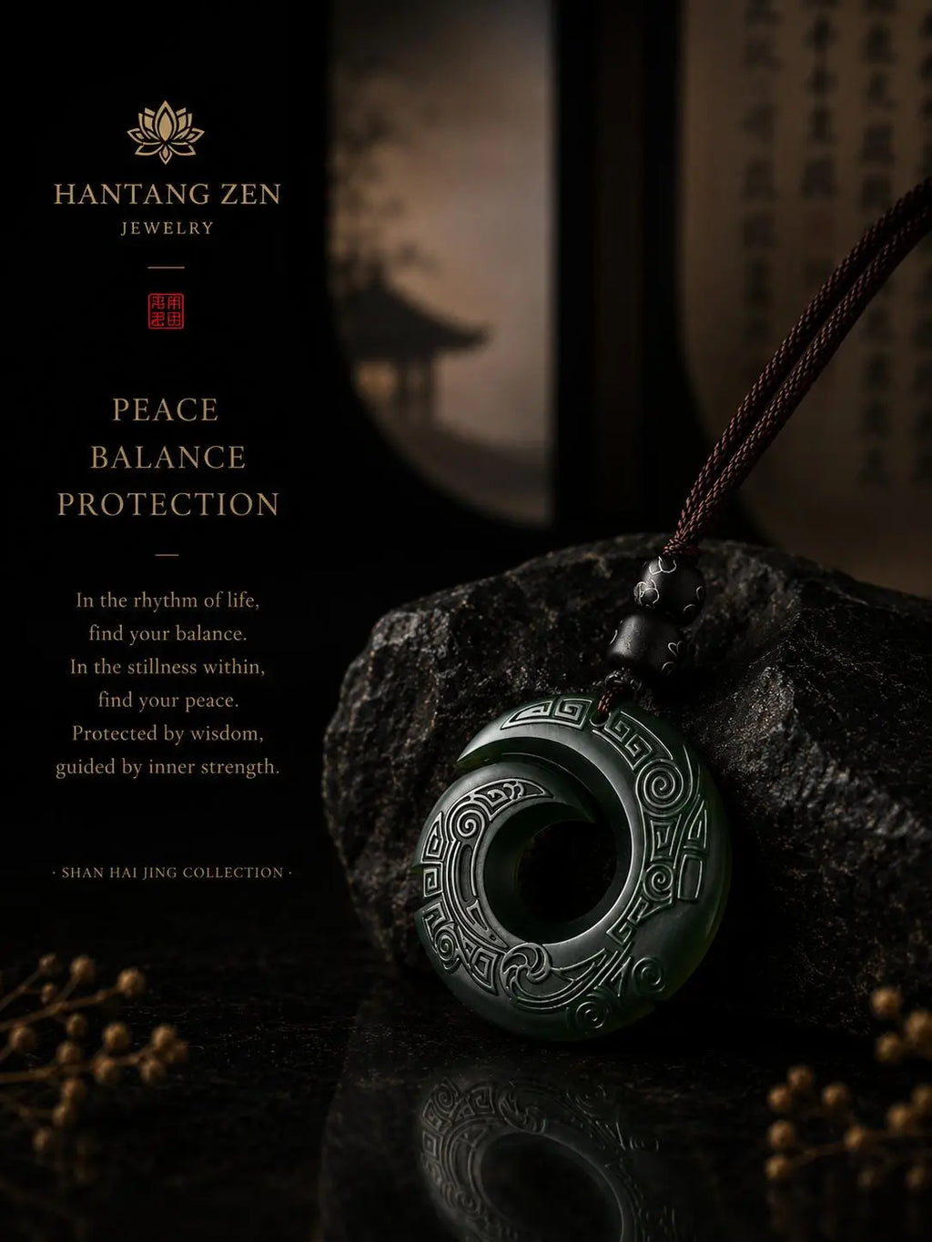 Handmade Eastern Jade Pendant Necklace – Spiritual Protection Amulet HanTang Style