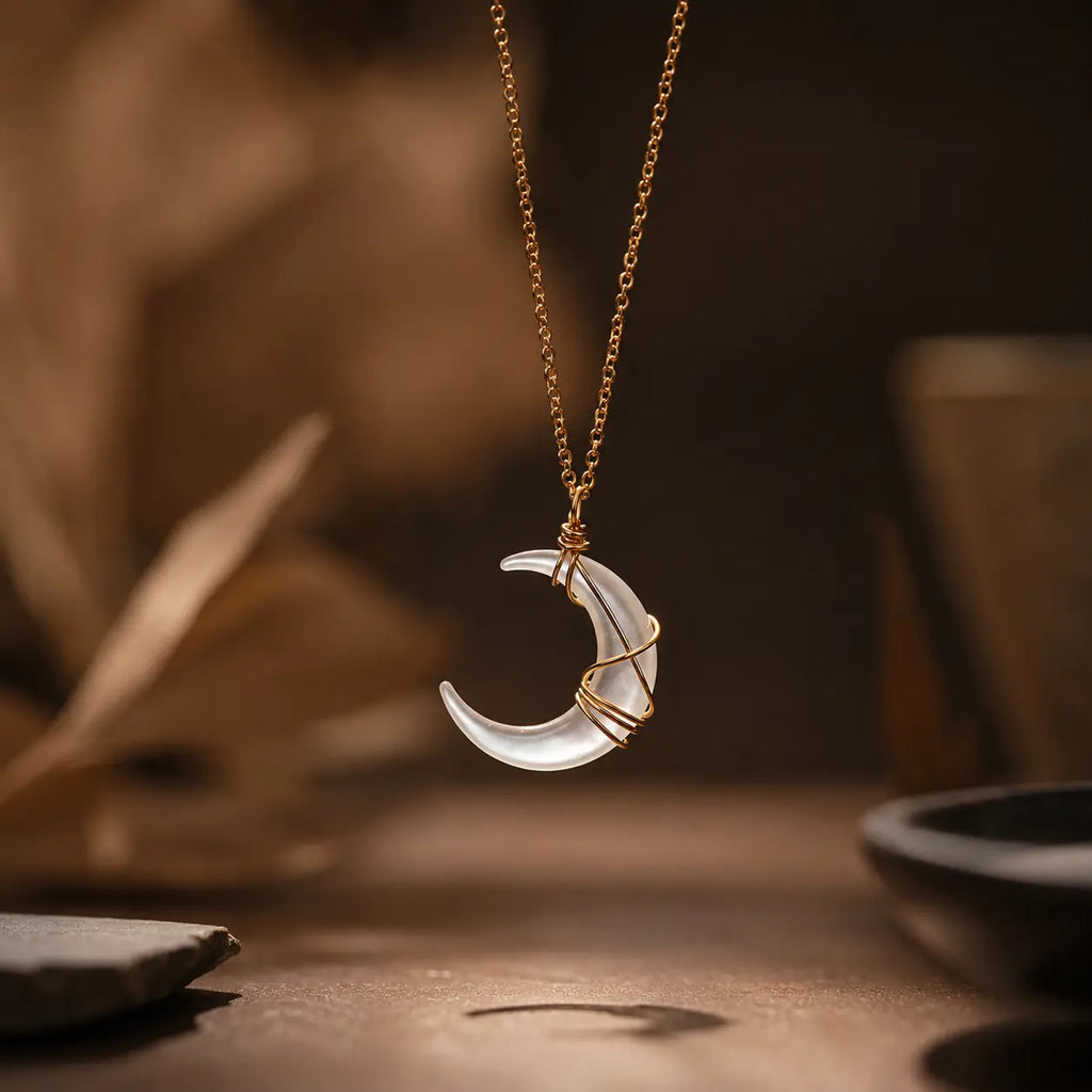 Moon Ritual Pendant – Minimalist Oriental Necklace for Spiritual Calm HanTang Studio