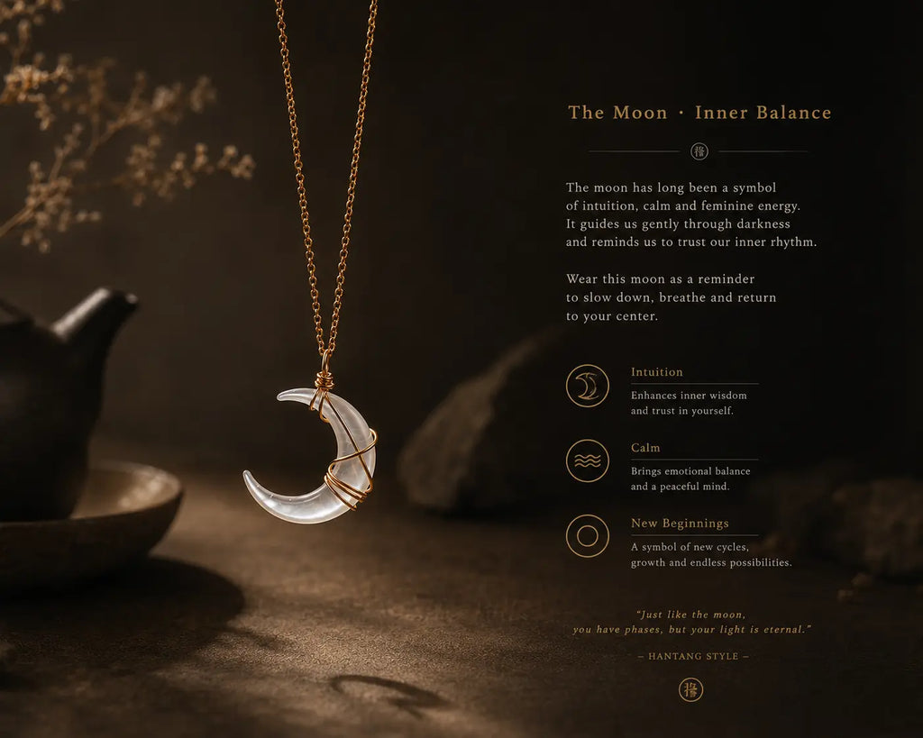 Moon Ritual Pendant – Minimalist Oriental Necklace for Spiritual Calm HanTang Studio