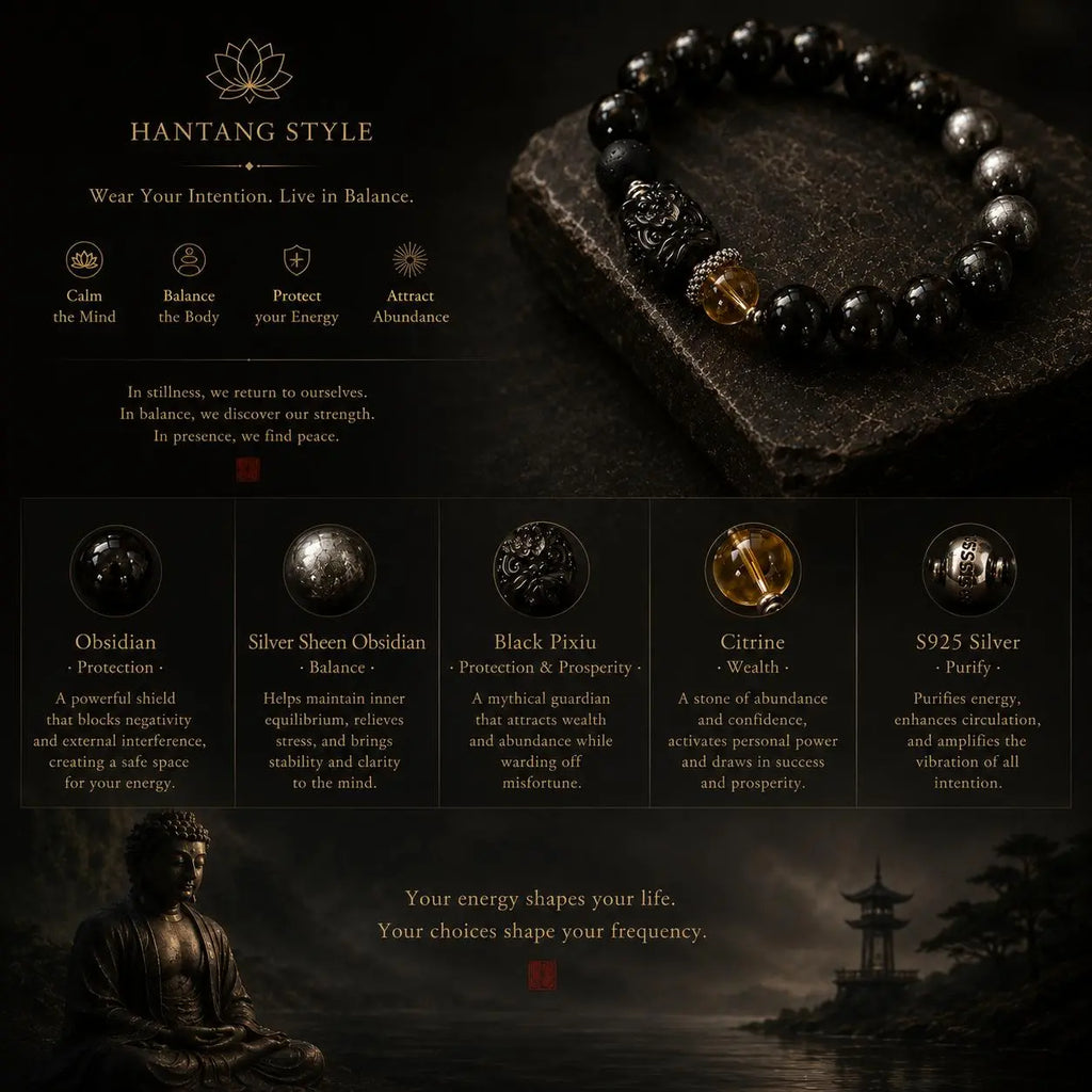 Dark Ember Bracelet — Spiritual Grounding Stone Bracelet HANTANG STYLE