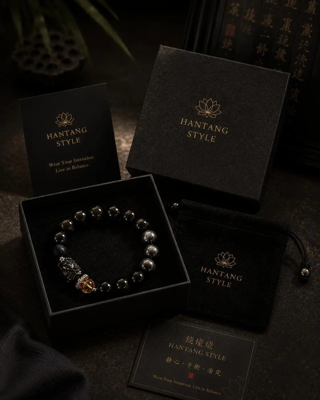 Dark Ember Bracelet — Spiritual Grounding Stone Bracelet HANTANG STYLE