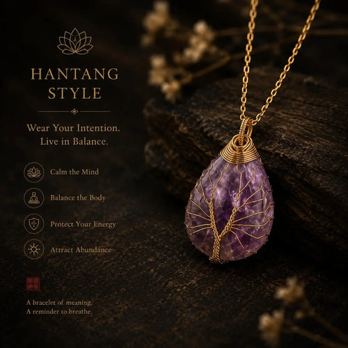 Amethyst Tree of Life Necklace — Spiritual Healing & Inner Peace Pendant HanTang Style