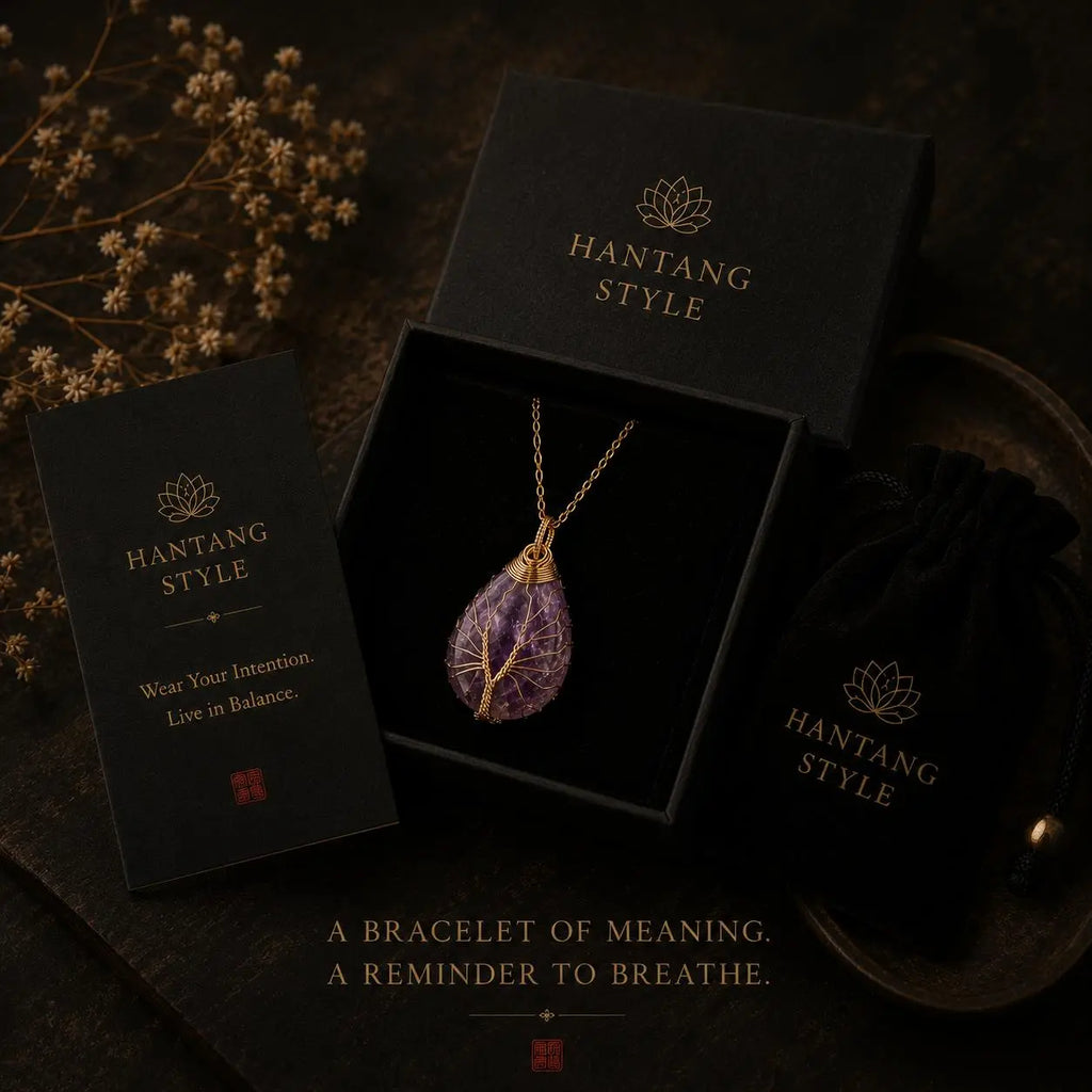 Amethyst Tree of Life Necklace — Spiritual Healing & Inner Peace Pendant HanTang Style