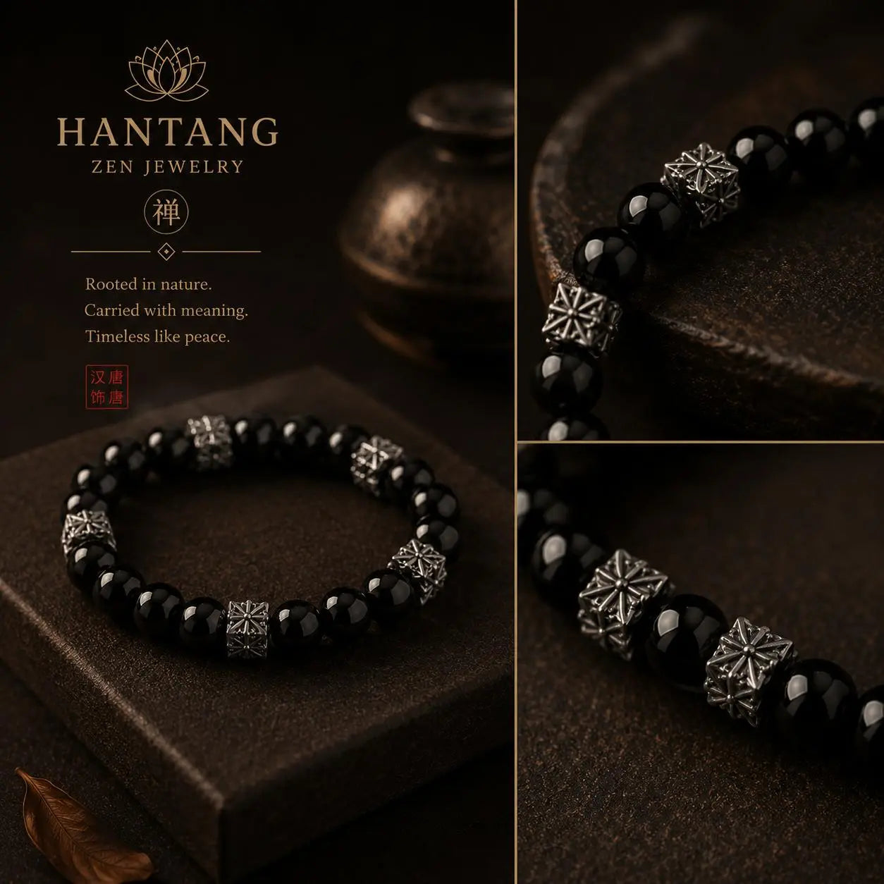Obsidian Cross Guardian Bracelet — Gothic Spiritual Protection Jewelry HANTANG STYLE