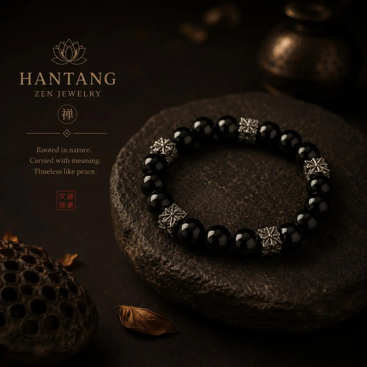 Obsidian Cross Guardian Bracelet — Gothic Spiritual Protection Jewelry HANTANG STYLE