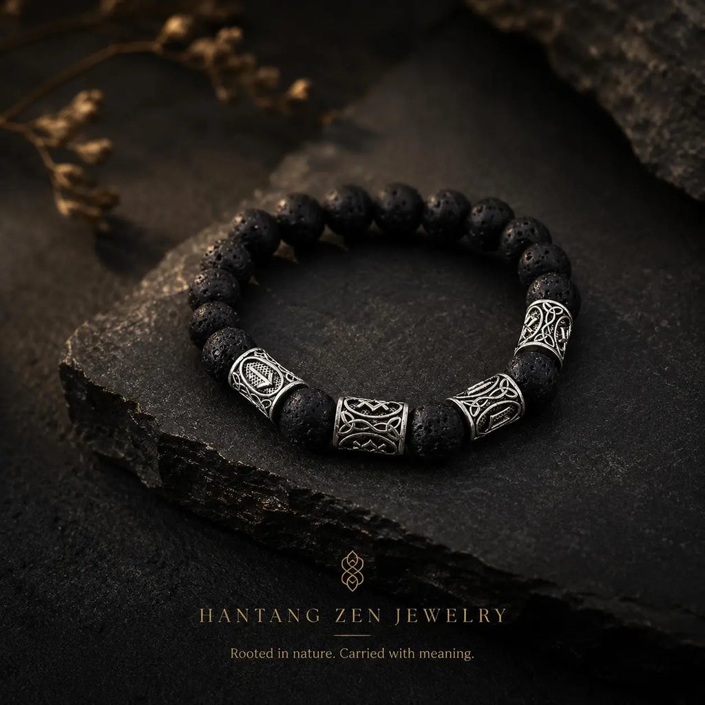 Volcanic Stone Ritual Bracelet — Nordic Zen Protection Jewelry HANTANG STYLE