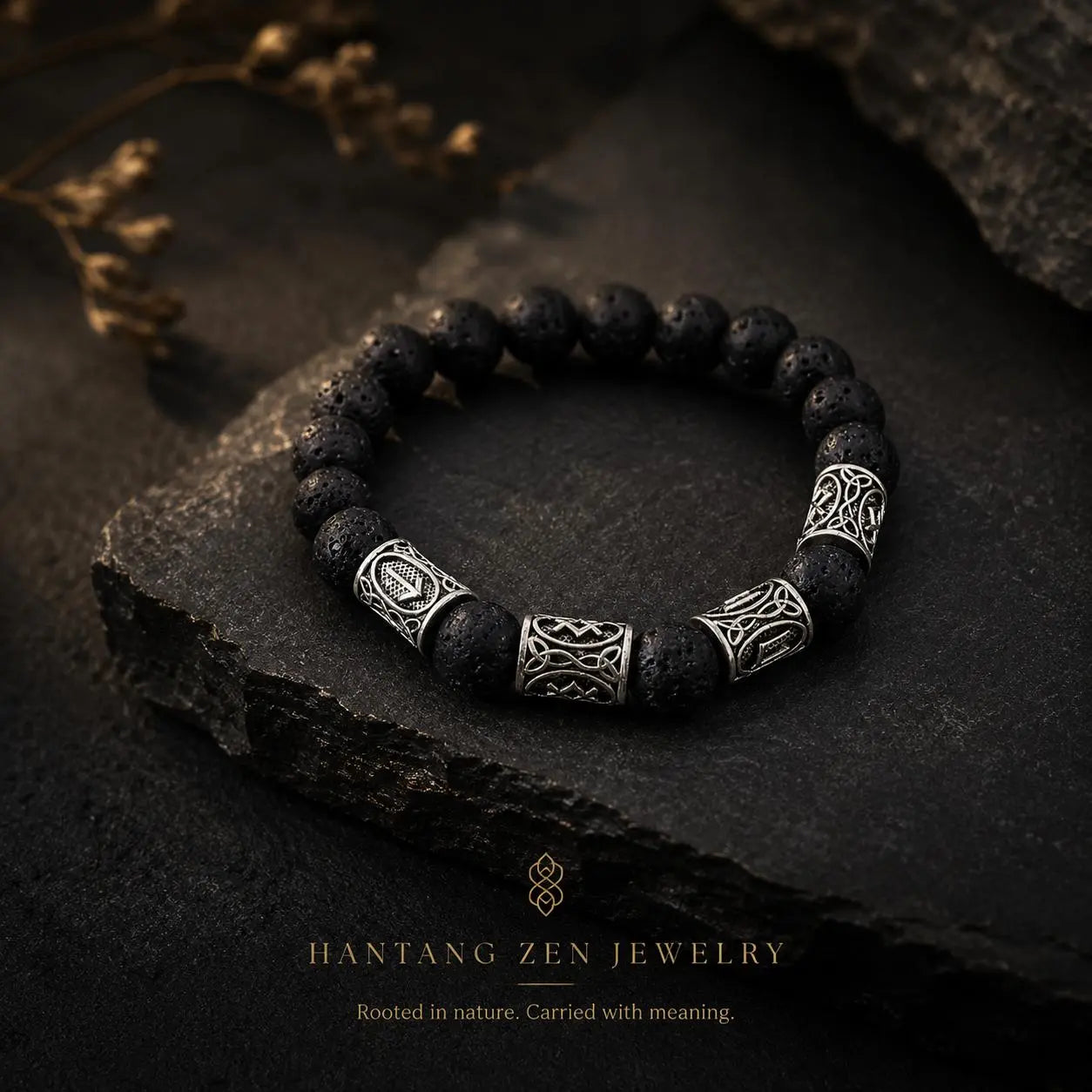 Volcanic Stone Ritual Bracelet — Nordic Zen Protection Jewelry HANTANG STYLE