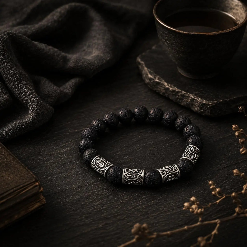 Volcanic Stone Ritual Bracelet — Nordic Zen Protection Jewelry HANTANG STYLE