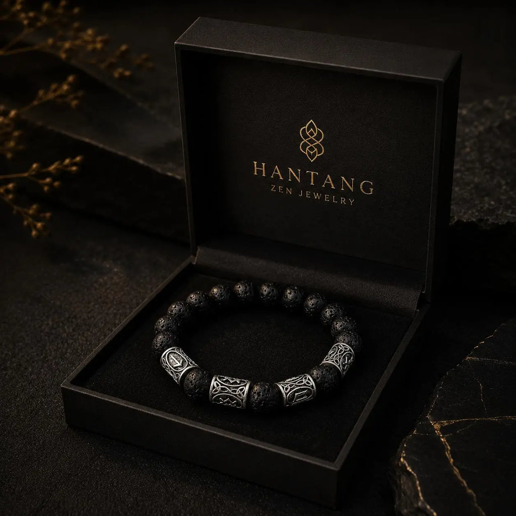 Volcanic Stone Ritual Bracelet — Nordic Zen Protection Jewelry HANTANG STYLE