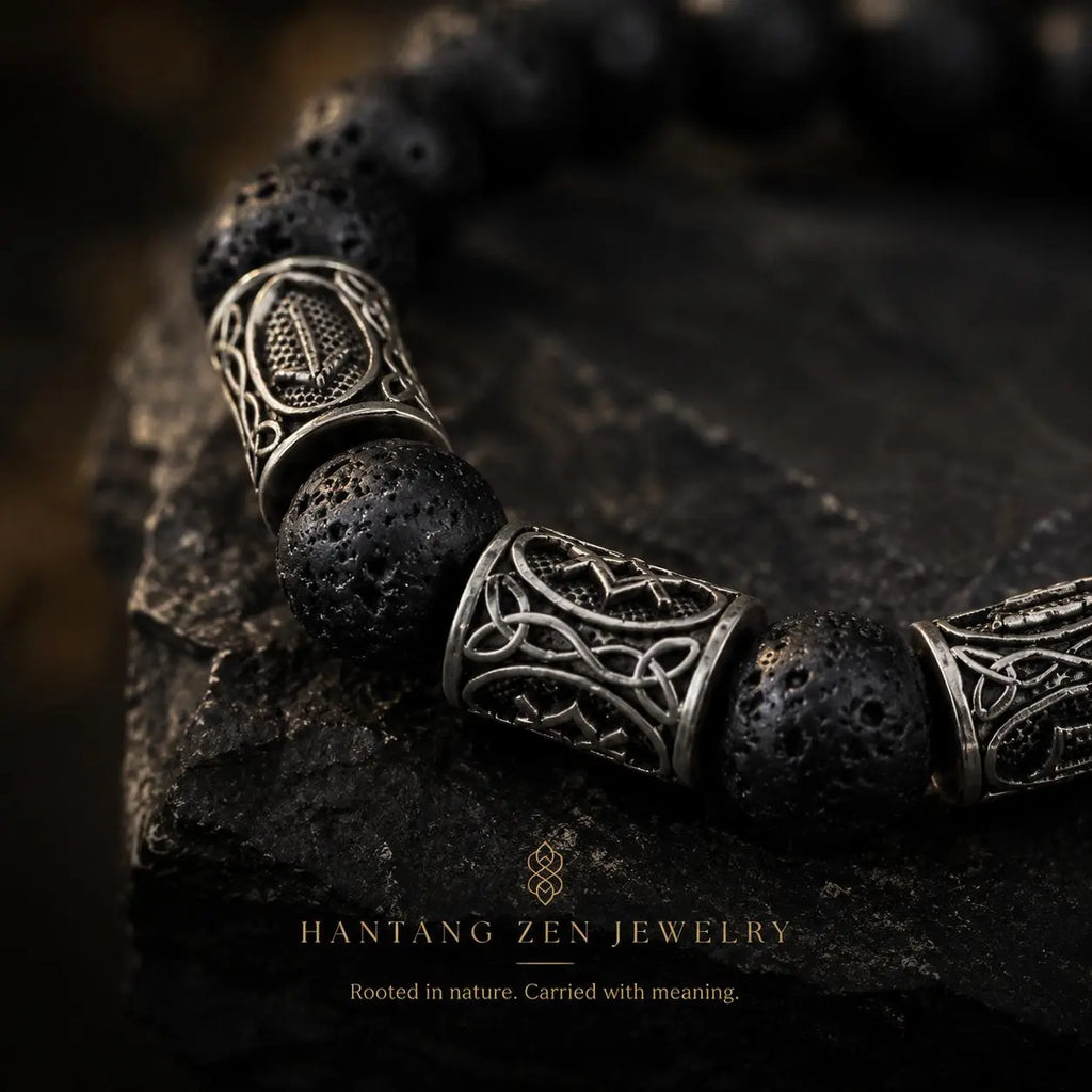 Volcanic Stone Ritual Bracelet — Nordic Zen Protection Jewelry HANTANG STYLE