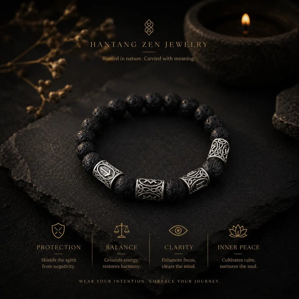 Volcanic Stone Ritual Bracelet — Nordic Zen Protection Jewelry HANTANG STYLE
