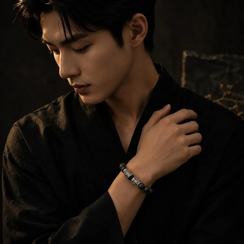 Volcanic Stone Ritual Bracelet — Nordic Zen Protection Jewelry HANTANG STYLE