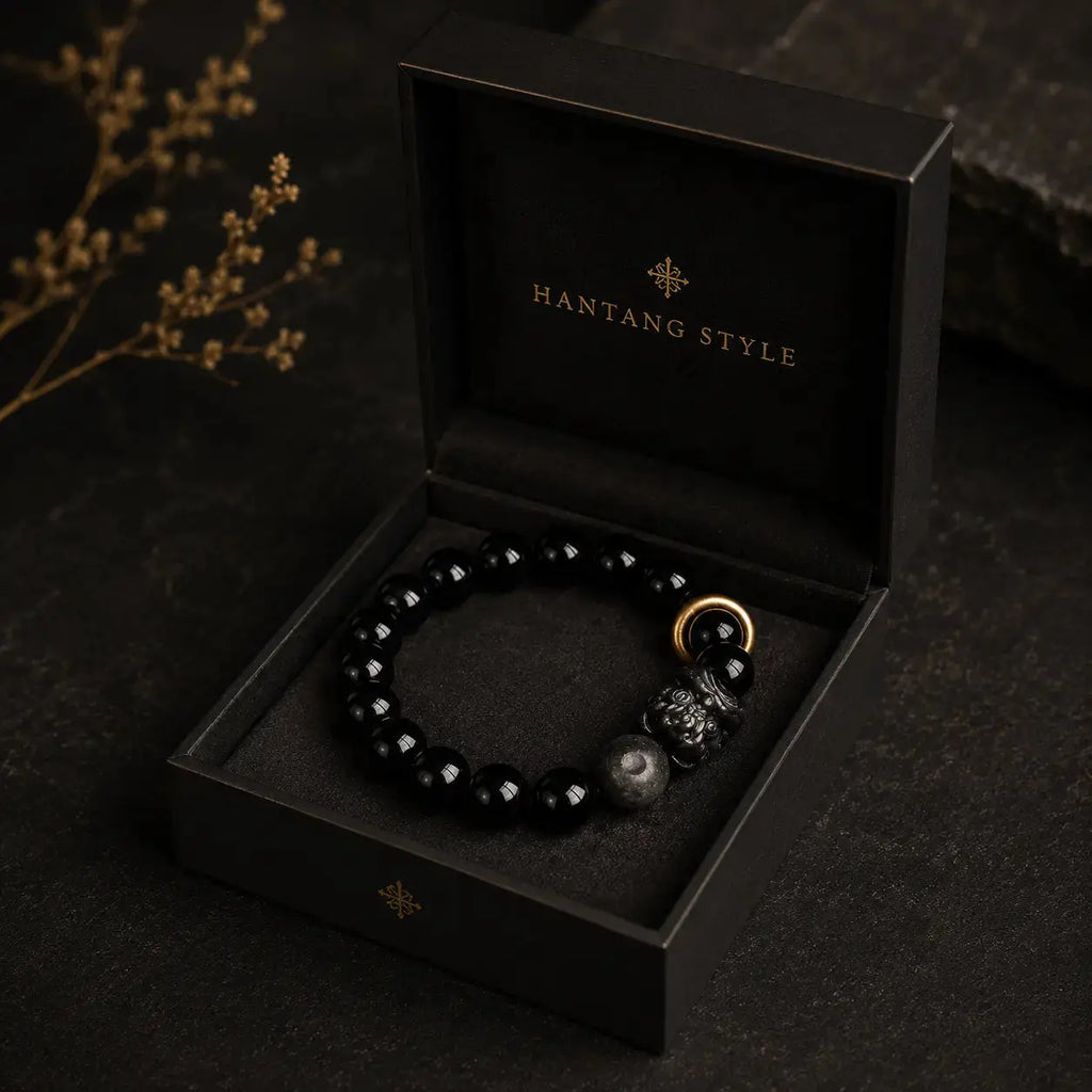 Black Pixiu Obsidian Bracelet — Eastern Wealth & Protection Jewelry HANTANG STYLE