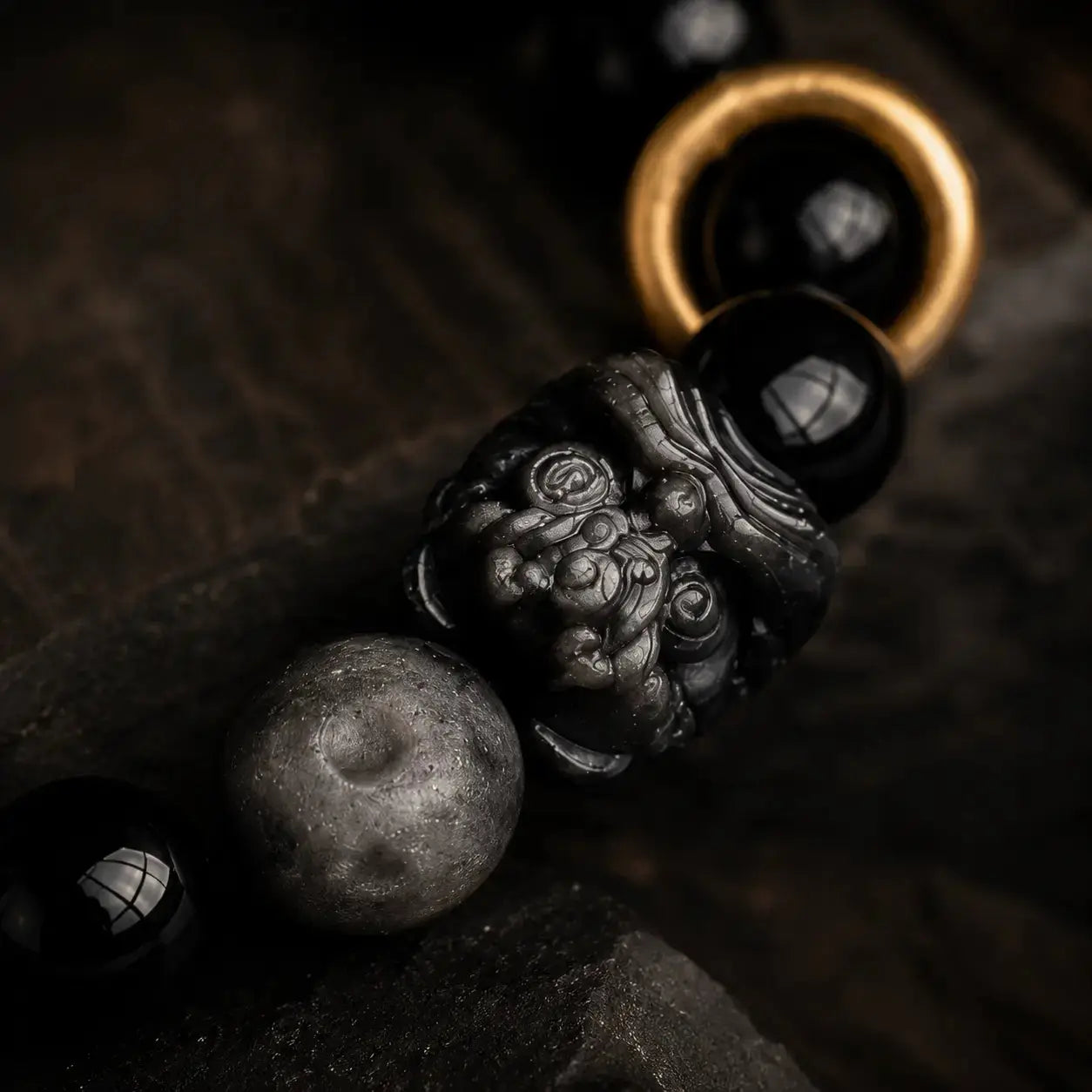 Black Pixiu Obsidian Bracelet — Eastern Wealth & Protection Jewelry HANTANG STYLE