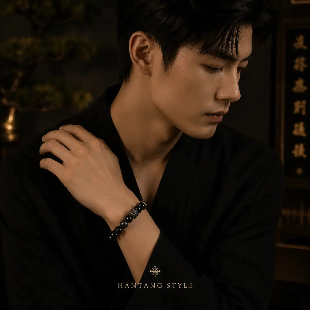 Black Pixiu Obsidian Bracelet — Eastern Wealth & Protection Jewelry HANTANG STYLE