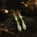 Soft Light Lotus Jade Earrings