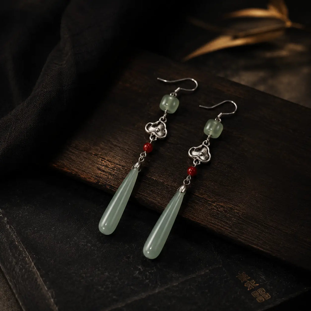 Celadon Drop Earrings — Eastern Jade Zen Jewelry