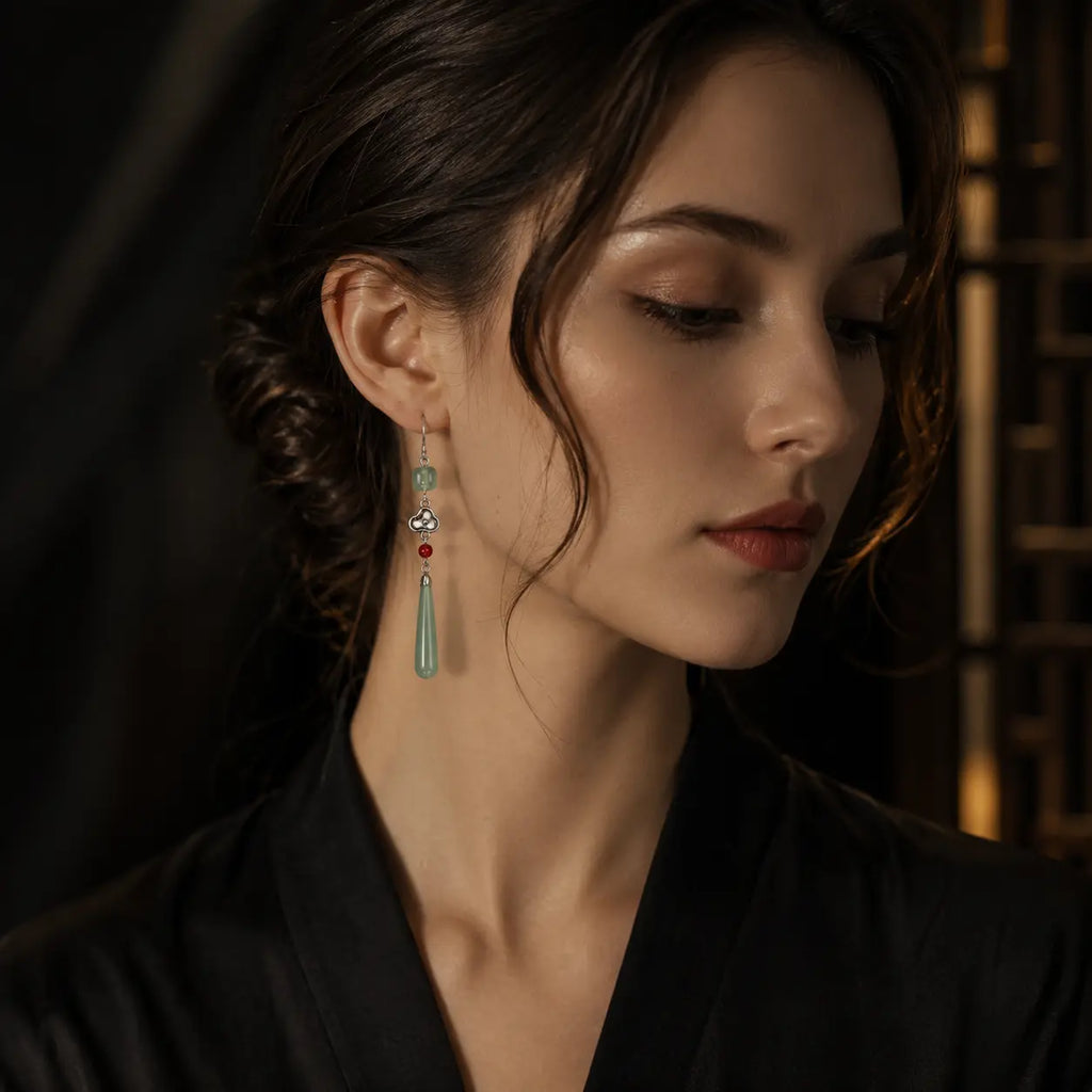Celadon Drop Earrings — Eastern Jade Zen Jewelry