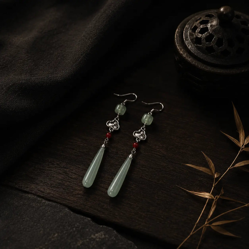 Celadon Drop Earrings — Eastern Jade Zen Jewelry