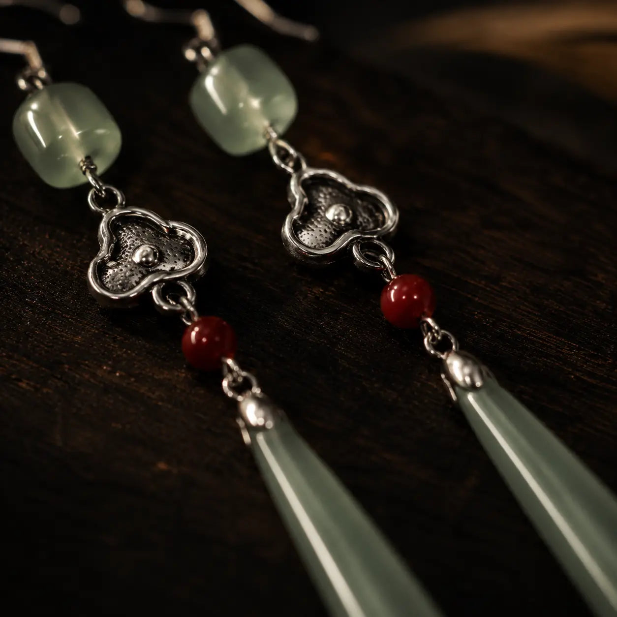 Celadon Drop Earrings — Eastern Jade Zen Jewelry