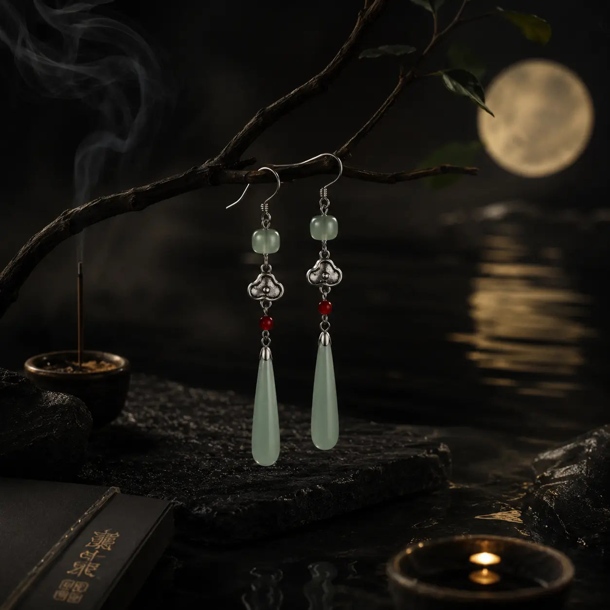 Celadon Drop Earrings — Eastern Jade Zen Jewelry