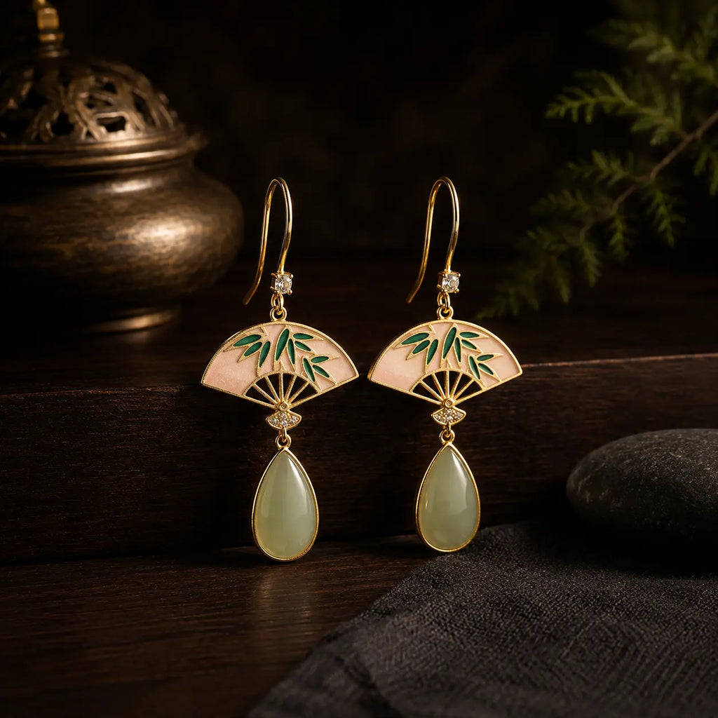 Jade Fan Drop Earrings — Eastern Quiet Luxury Jewelry