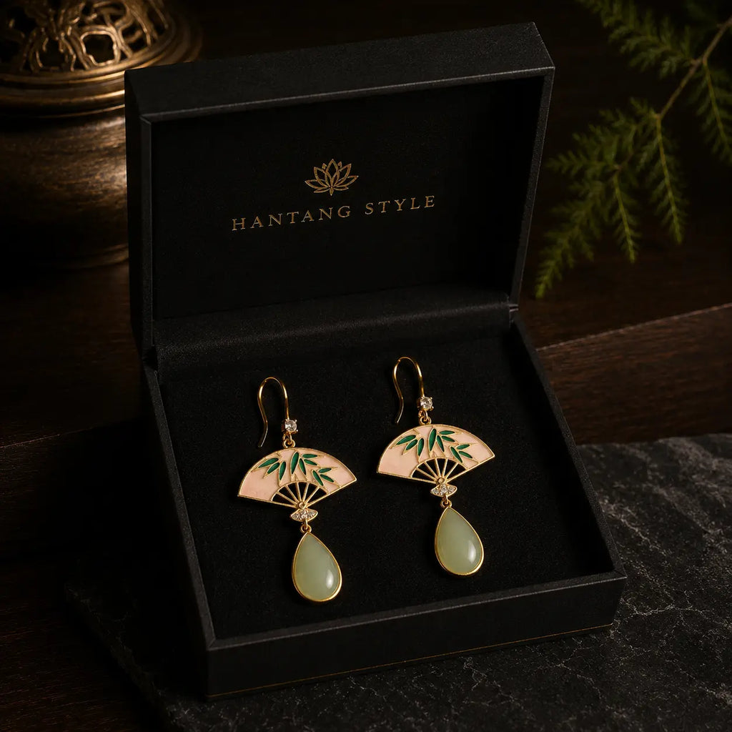 Jade Fan Drop Earrings — Eastern Quiet Luxury Jewelry