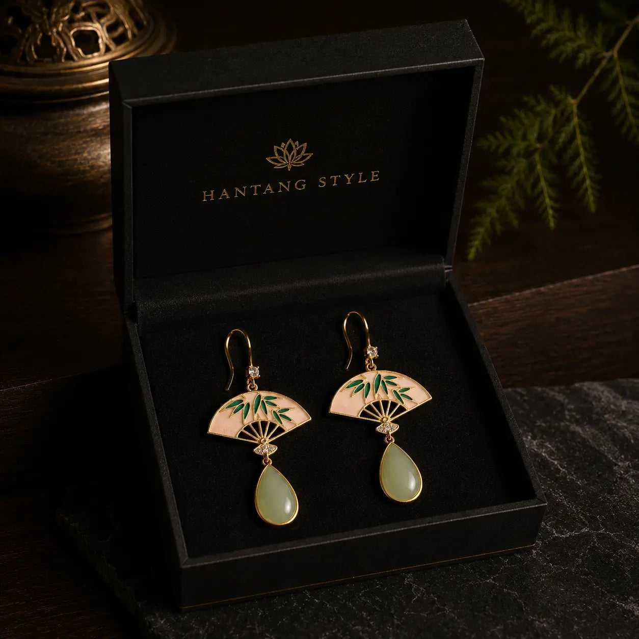 Jade Fan Drop Earrings — Eastern Quiet Luxury Jewelry