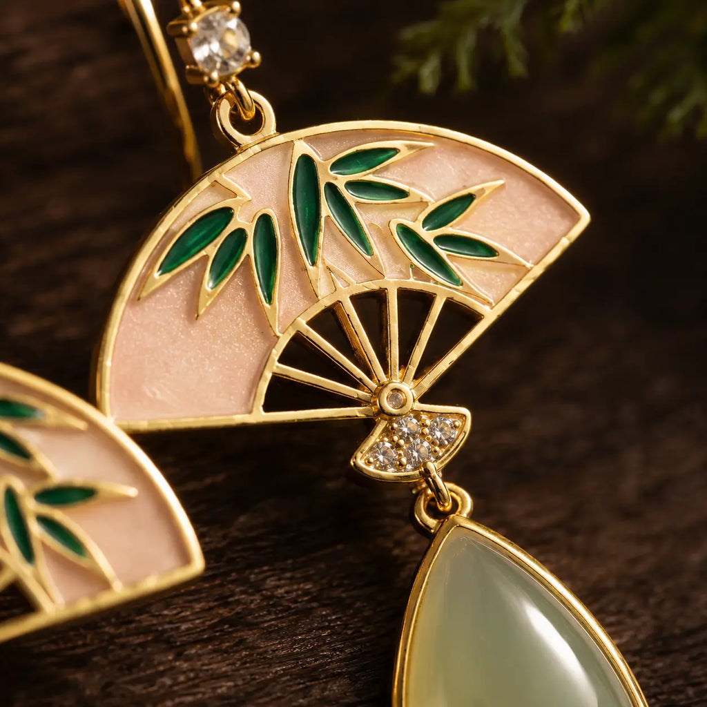 Jade Fan Drop Earrings — Eastern Quiet Luxury Jewelry