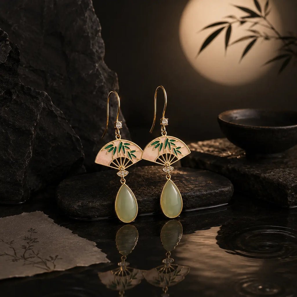 Jade Fan Drop Earrings — Eastern Quiet Luxury Jewelry