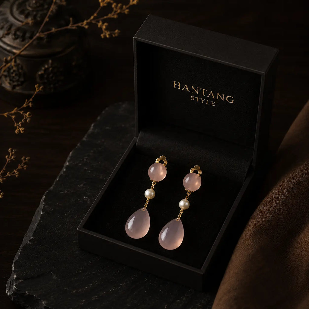 Moonlit Palace Rose Quartz Earrings