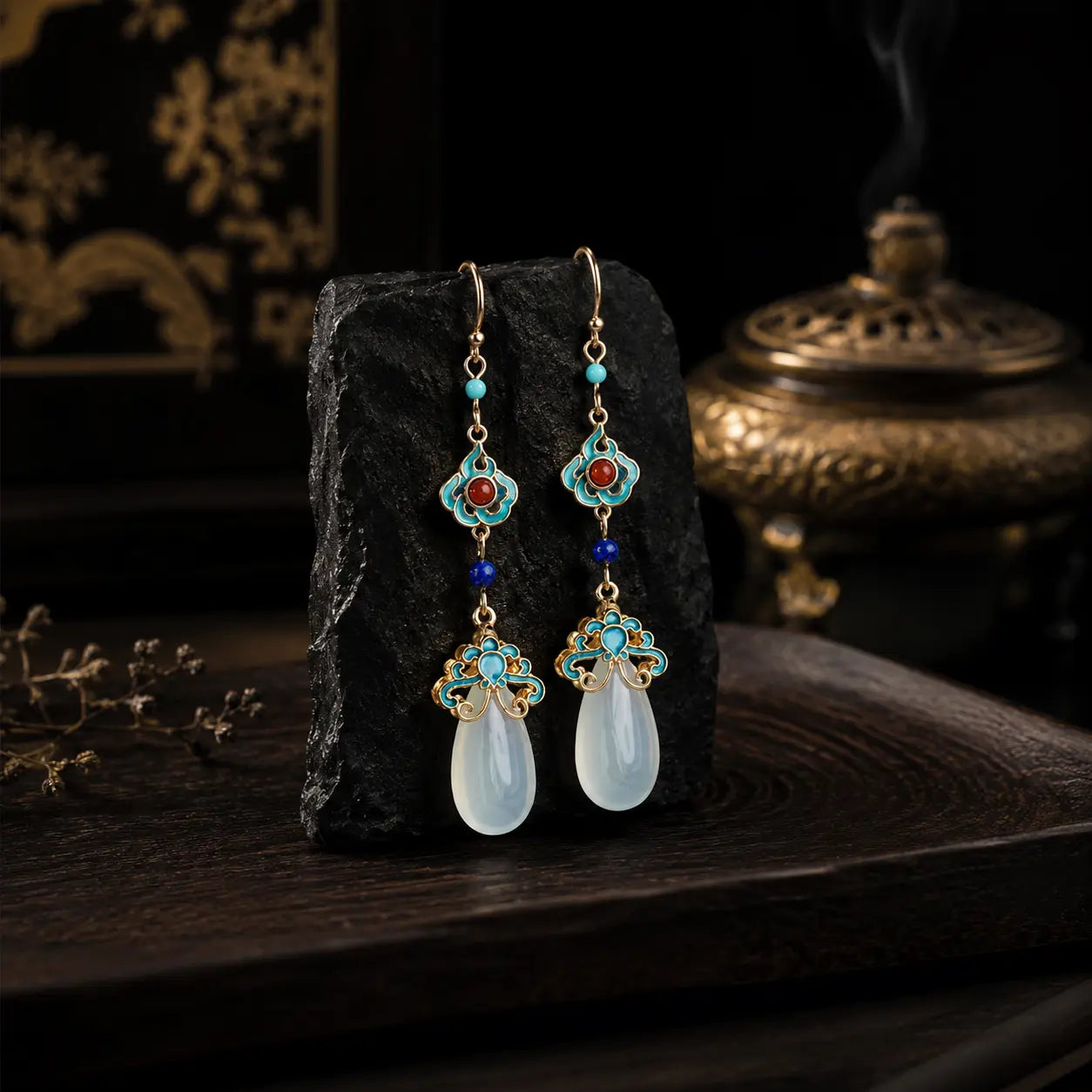 Eastern Court Jade Drop Earrings