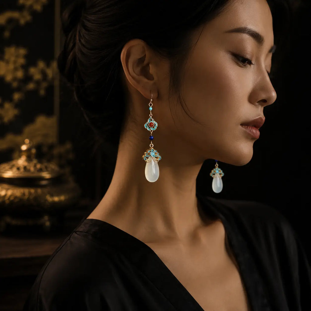 Eastern Court Jade Drop Earrings