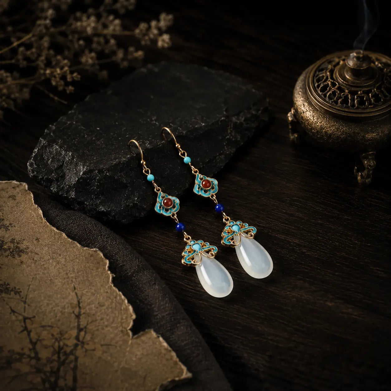 Eastern Court Jade Drop Earrings