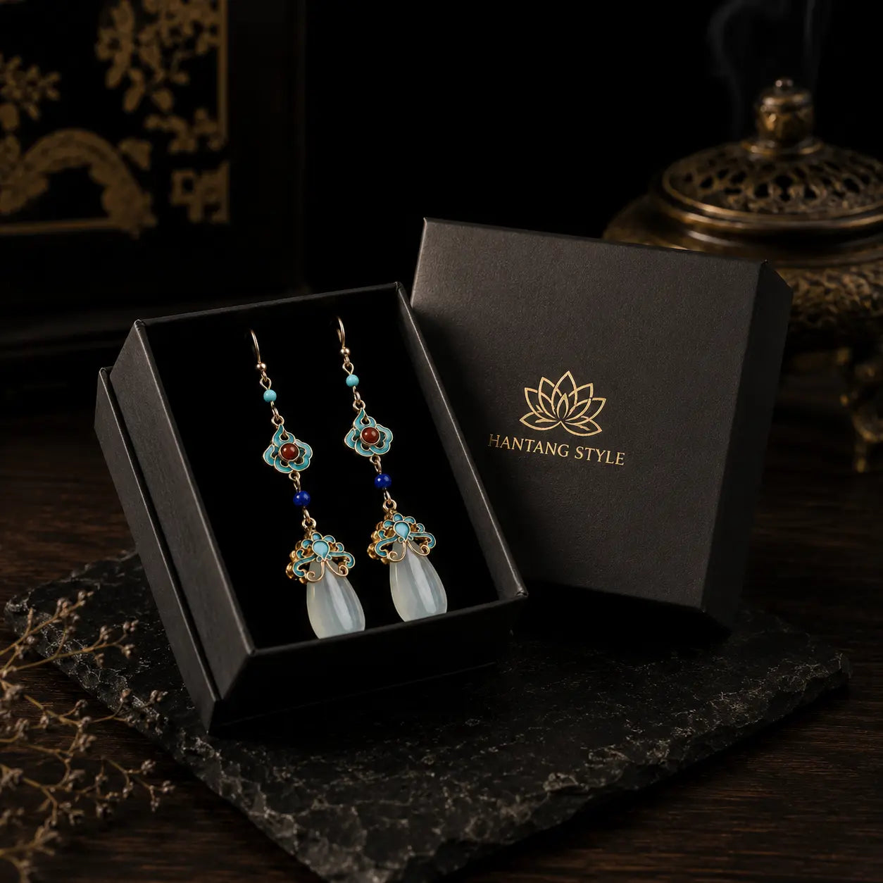 Eastern Court Jade Drop Earrings