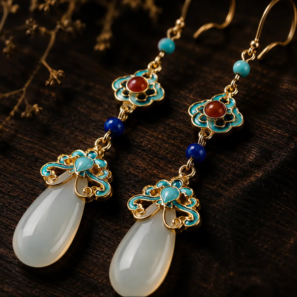 Eastern Court Jade Drop Earrings