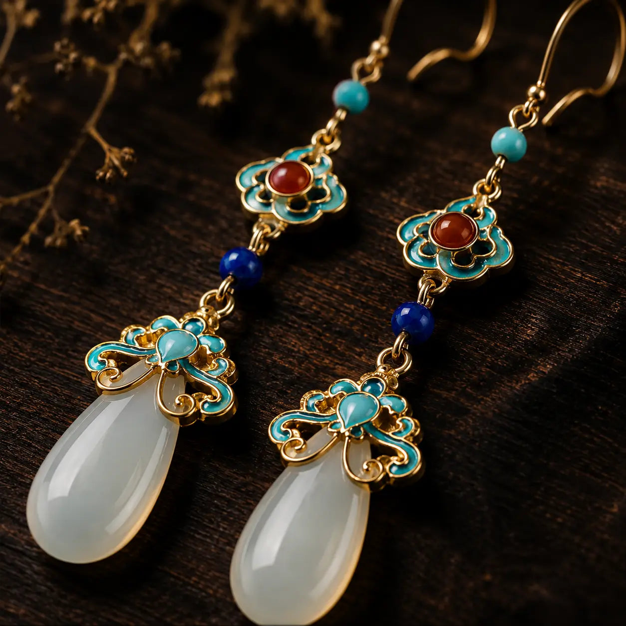 Eastern Court Jade Drop Earrings
