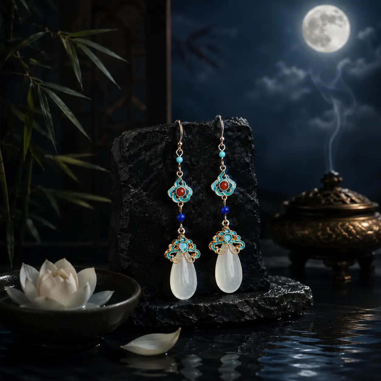 Eastern Court Jade Drop Earrings