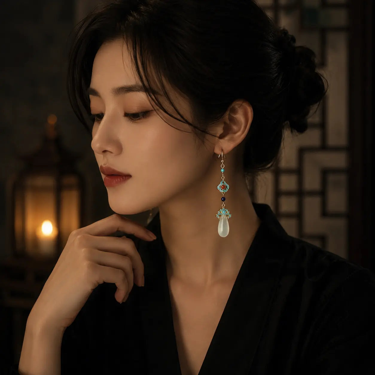 Eastern Court Jade Drop Earrings