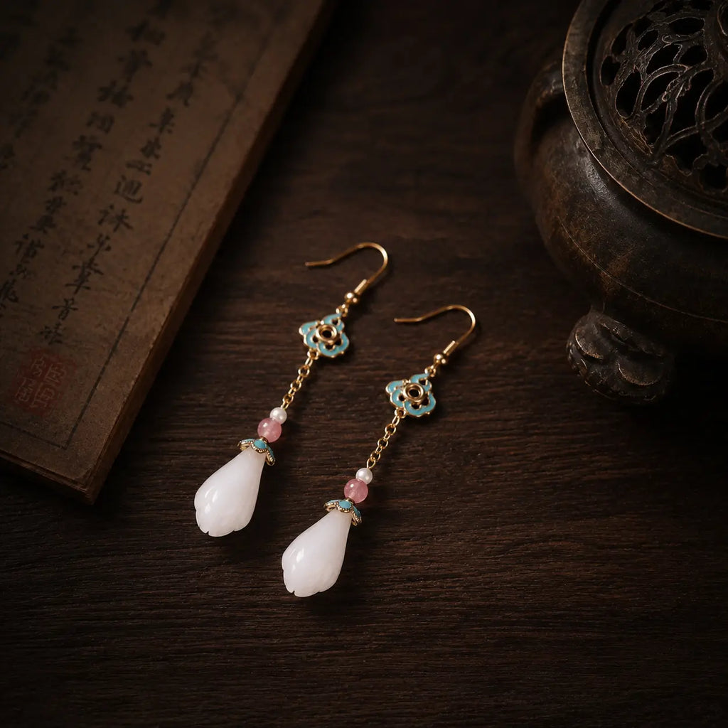 Blossom Moon Jade Earrings