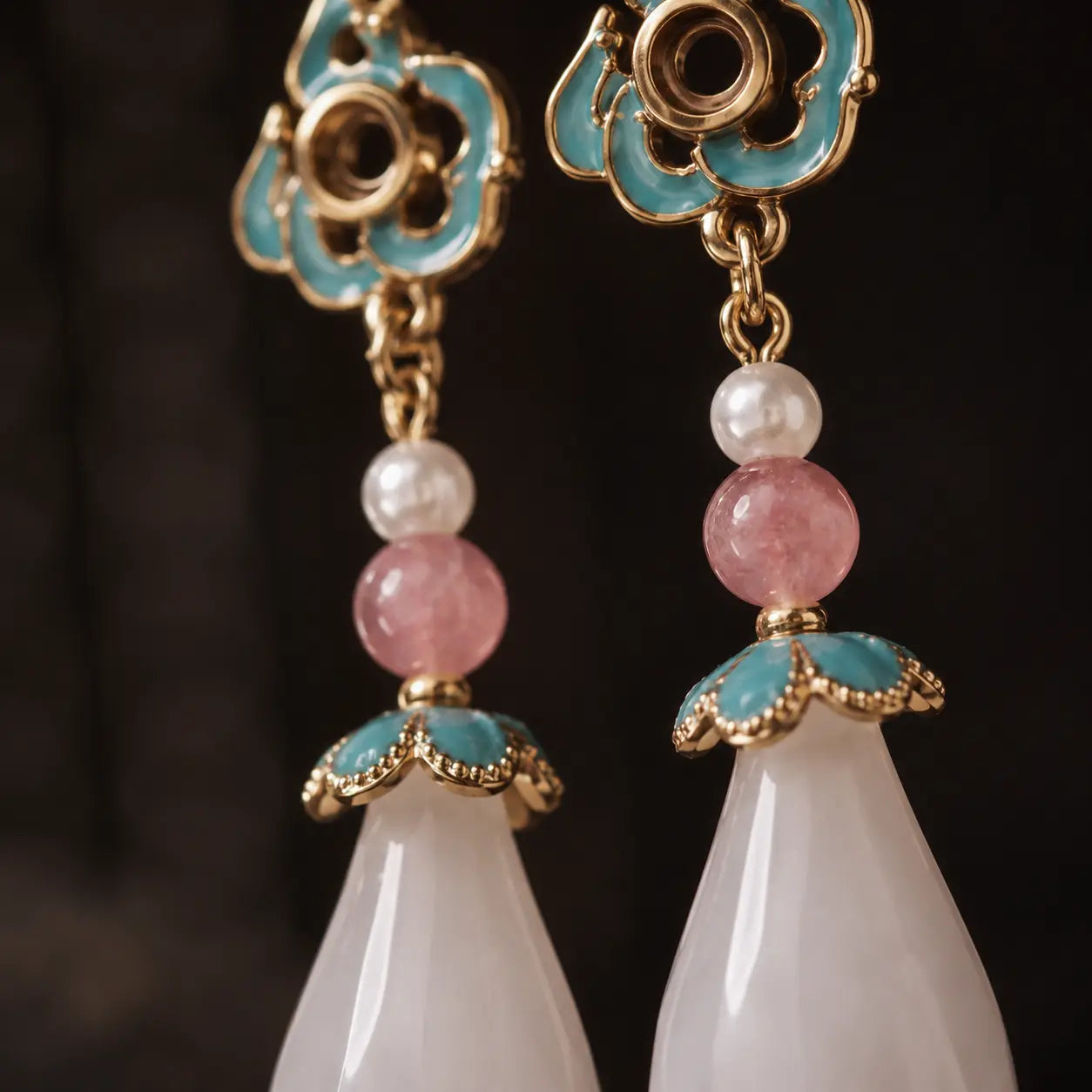 Blossom Moon Jade Earrings
