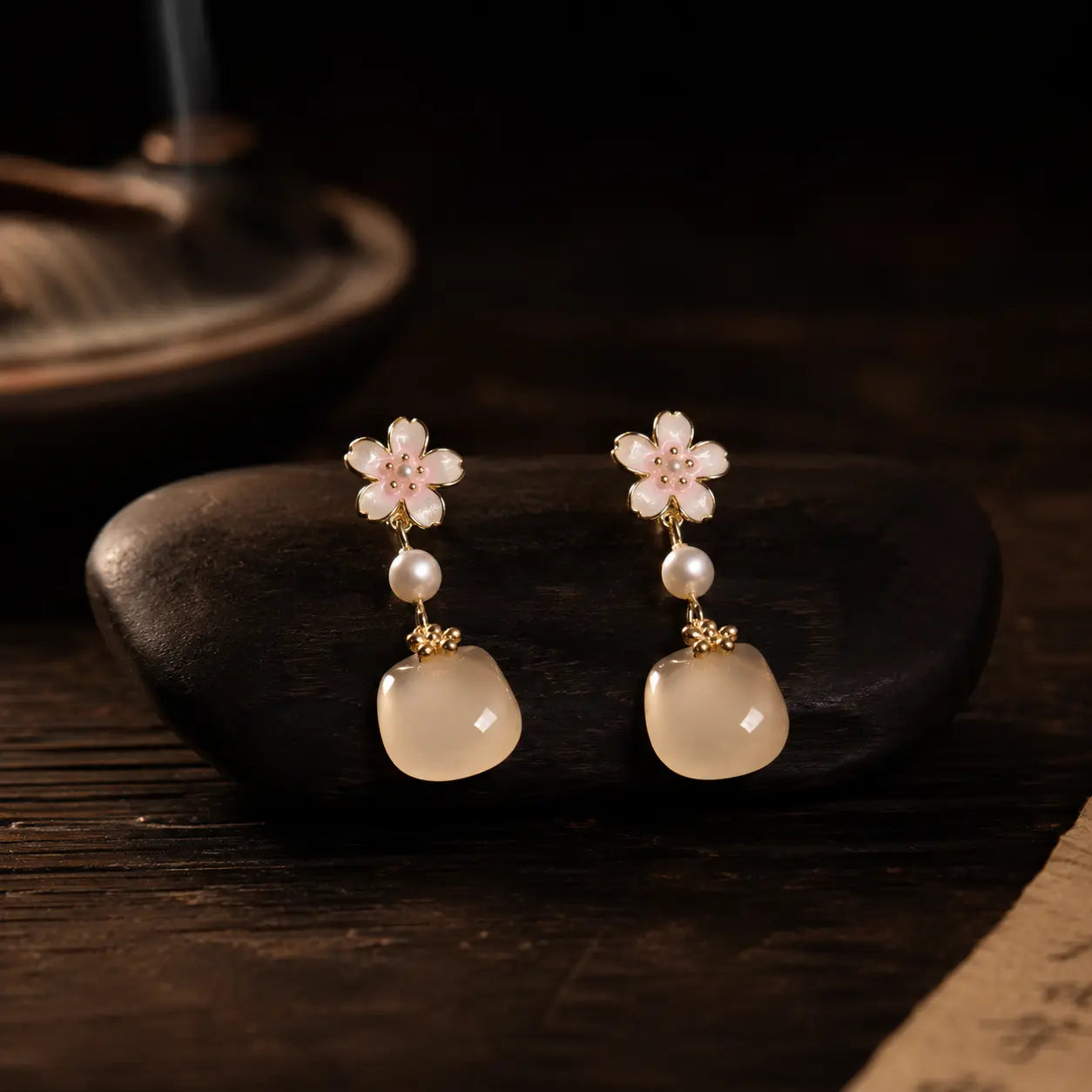 Cherry Blossom Moon Earrings