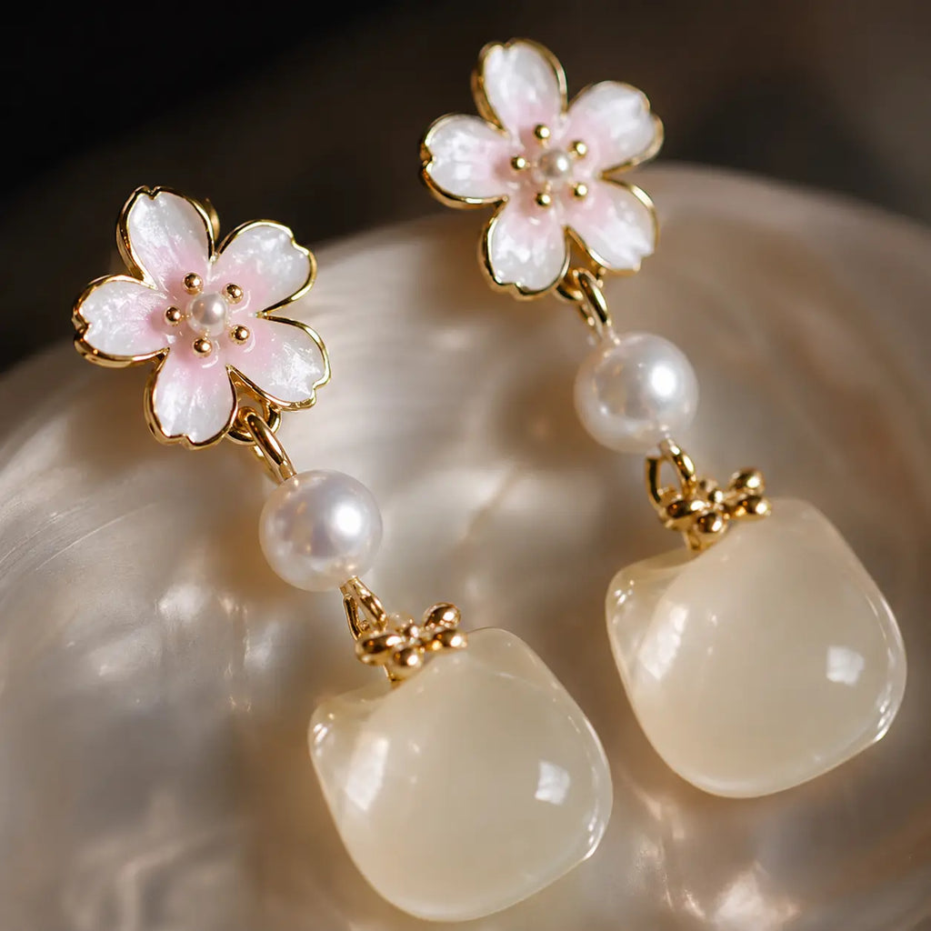 Cherry Blossom Moon Earrings