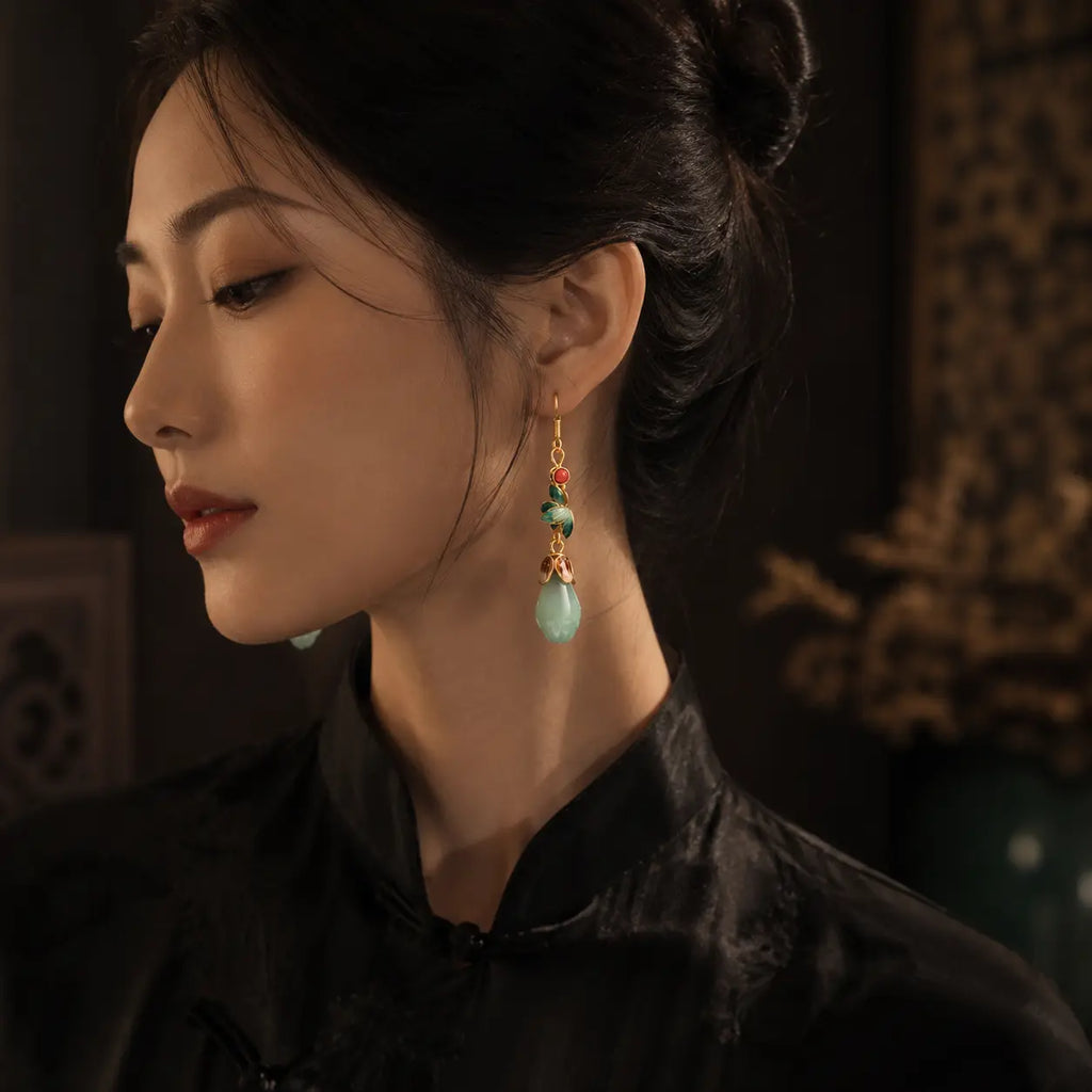 Jade Lotus Whisper Earrings